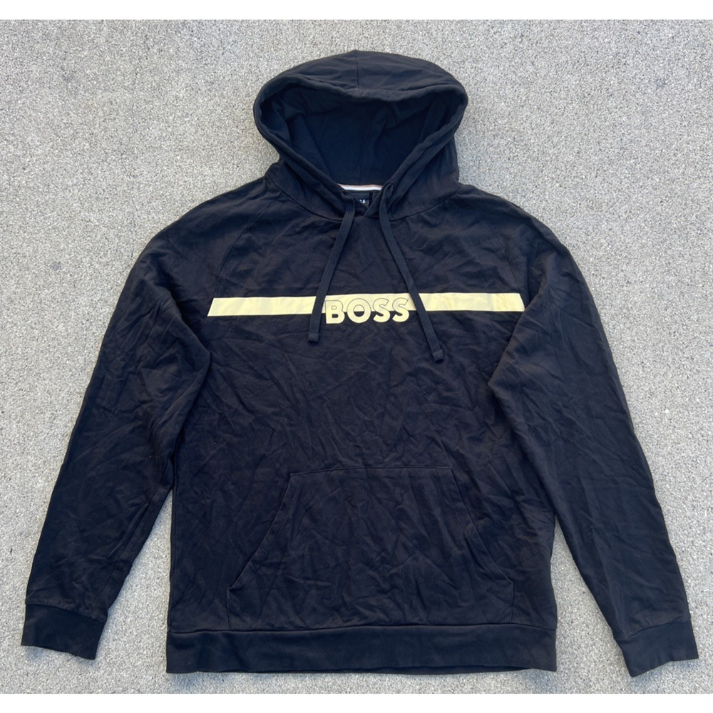 HUGO BOSS Cotton-Terry Regular Fit Hoodie with Foil Print Logo Men’s Size Large